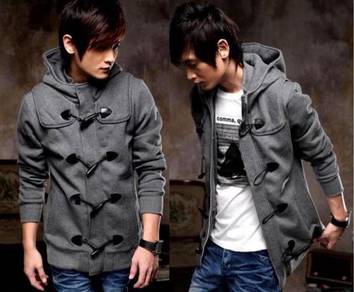 0371 READY STOCK DARK GREY HOODiE SWEATER JACKET