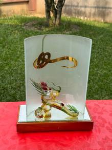 Glass Dragon Accent with Mirror Frame祥龙献瑞 (琉璃龙屏风)
