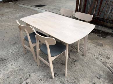 [Set] 5ft Dining Table Meja Makan + 4 Chairs Kerus