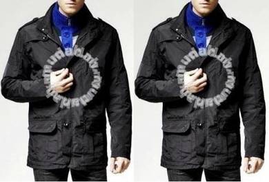 NEW BLACK MULTi-POCKET RAIN COAT SWEATER JACKET