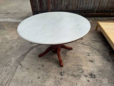 4ft Solid Wood Marble Dining Table Meja Makan