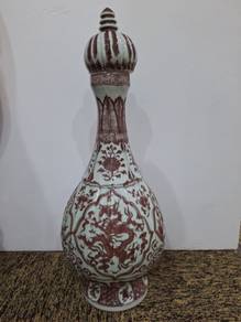 Chinese Underglaze Red Dragon Ceramic Vase with Li