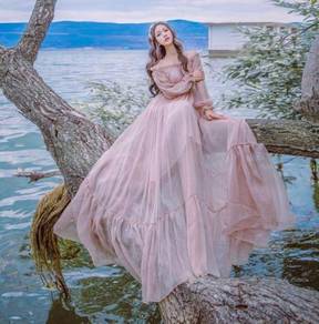 Pink long sleeve prom dinner dress gown RBP1529