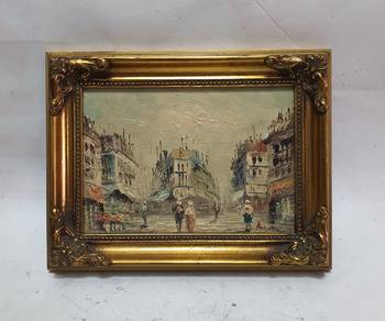Vintage Paris 1970s oil painting framed signed lan