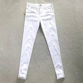 P0462 White Big Size Denim Long Pants Casual Jeans