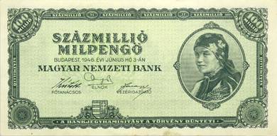 Hungary 100 Million milPengo 1946 - Pick 130  vf