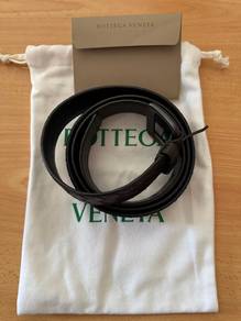 Bottega Veneta Leather Belt Black 120cm