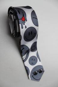 SLIM Smiley Happy Emotional Face Pacman Neck Tie