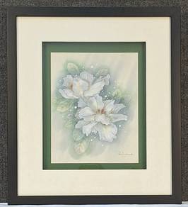 Framed Watercolor - Gardenia Dream by Juliana