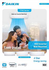 Daikin 1.5hp Inverter 4Star Aircond +pasang