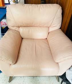 【Second Hand】1& 2-seater Genuine Leather Old SOFA