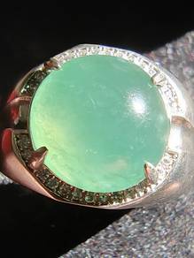 Giok Jadeite Jed Burma Hijau Muda Ais Alami Gred A