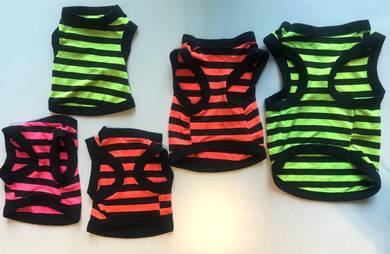 Cat Clothes Dress T-Shirt Stripe Colorful Small