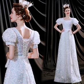 White sequin evening prom dress gown RBP1637