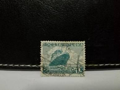 1935 Poland Stamp Ship Sea Scenery