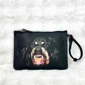 Givenchy Black Rottweiler Wristlet Clutch