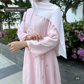 Sakura pink long dress for muslimah