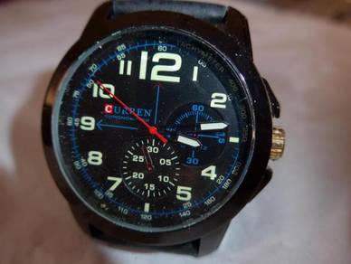 Curren Quartz Large Round Black Dial Watch