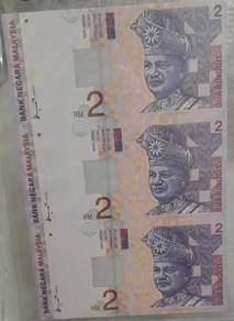 Malaysia RM2 Uncut ( 3 In 1 ) Banknote