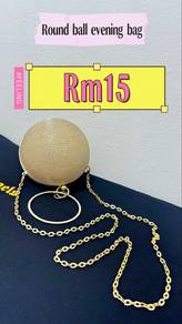 Gold glitter round evening bag