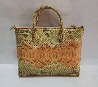 GIANNI PIRAS Genuine Snakeskin Large Tote Leather
