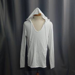 Zara Man Deep Neck Hooded Long Sleeve Tee
