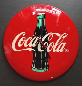 Jam Coca-Cola Button Sign Wall Clock