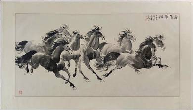 Chinese Ink Painting of Running Horses