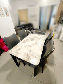 Solid Marble Dining Table + 4 Chairs