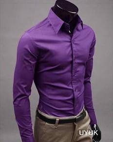READY STOCK PURPLE PLAIN FORMAL LONG SLEEVE SHiRT