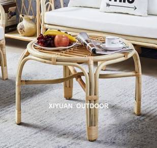 Rattan Small Coffee Table Set tepi meja kopi rotan