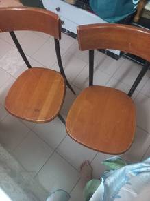 2 units wooden with iron structure chairs