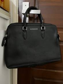 is a Burberrx black leather briefcase
