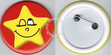 Smiley Happy face #14 Star Cartoon Button Badge