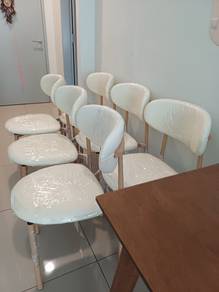 Set of 6 White Chair Seat Cushions Nordic Luxury
