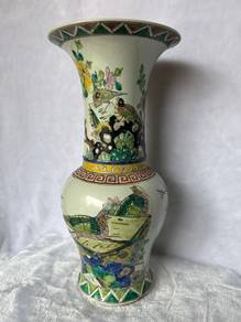 Antique-Style Chinese Famille Verte Baluster Vase