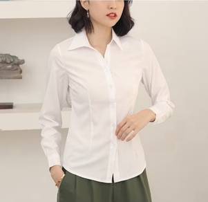 Elegant Slim-Fit Long Sleeve White Blouse