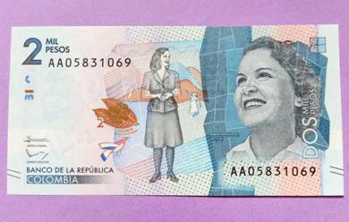 Colombia 2000 Pesos prefix AA UNC