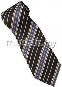 EBR3 Brown Gold Blue White Striped Formal Neck Tie