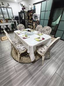 Rotan set meja makan warna putih