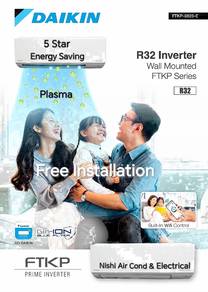 Daikin 1.5hp 5star Inverter Aircond + install