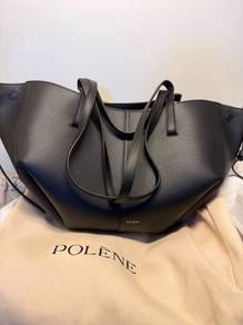 Polène Cyme Mini Black Textured Leather Tote Bag