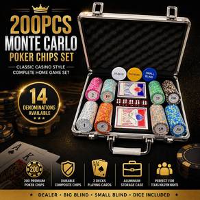 200Pcs Monte Carlo Poker Chips Set Casino Token