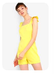 Frill Strap Square Neck Ruffle Sleeve Playsuit