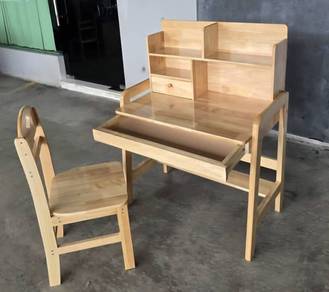 Solid wood writing table with chair clearance