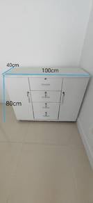 White Cabinet with Drawers and Lockable Doors