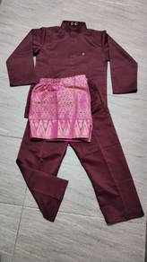 burgundy baju Melayu budak