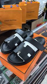Authentic Hermes Chypre Black Sandal EU46 UK11-12