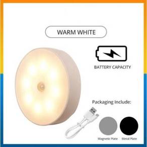 WARM LIGHT RECHARGEABLE LAMPU LED MOTiONS SENSOR