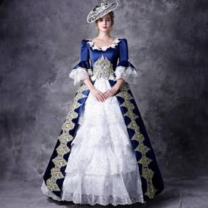 Blue Long Sleeve Victorian Gown Wedding RBMWD0318